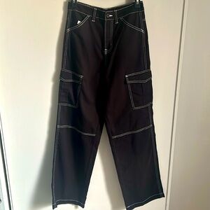 New Divided Black Denim 90’s High Waist Carpenter Jeans White Contrast Stitching